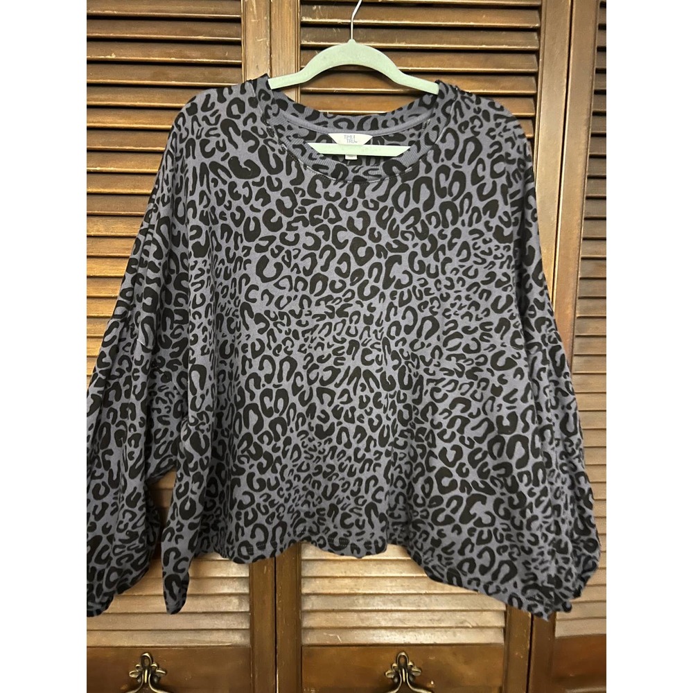 TIME AND TRU Leopard Print Crop Sweatshirt (Size XXXL)